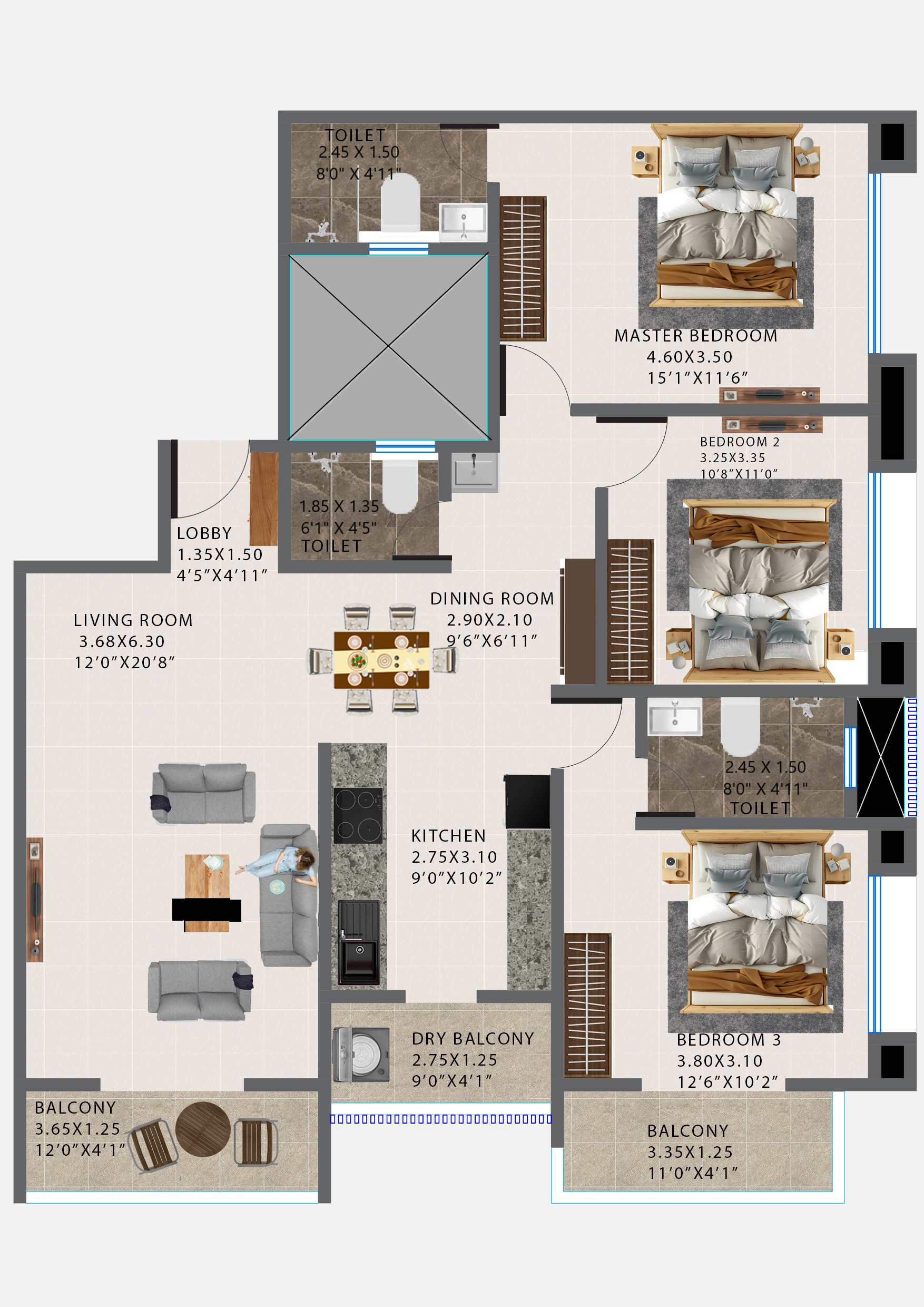1BHK Floor Plan
