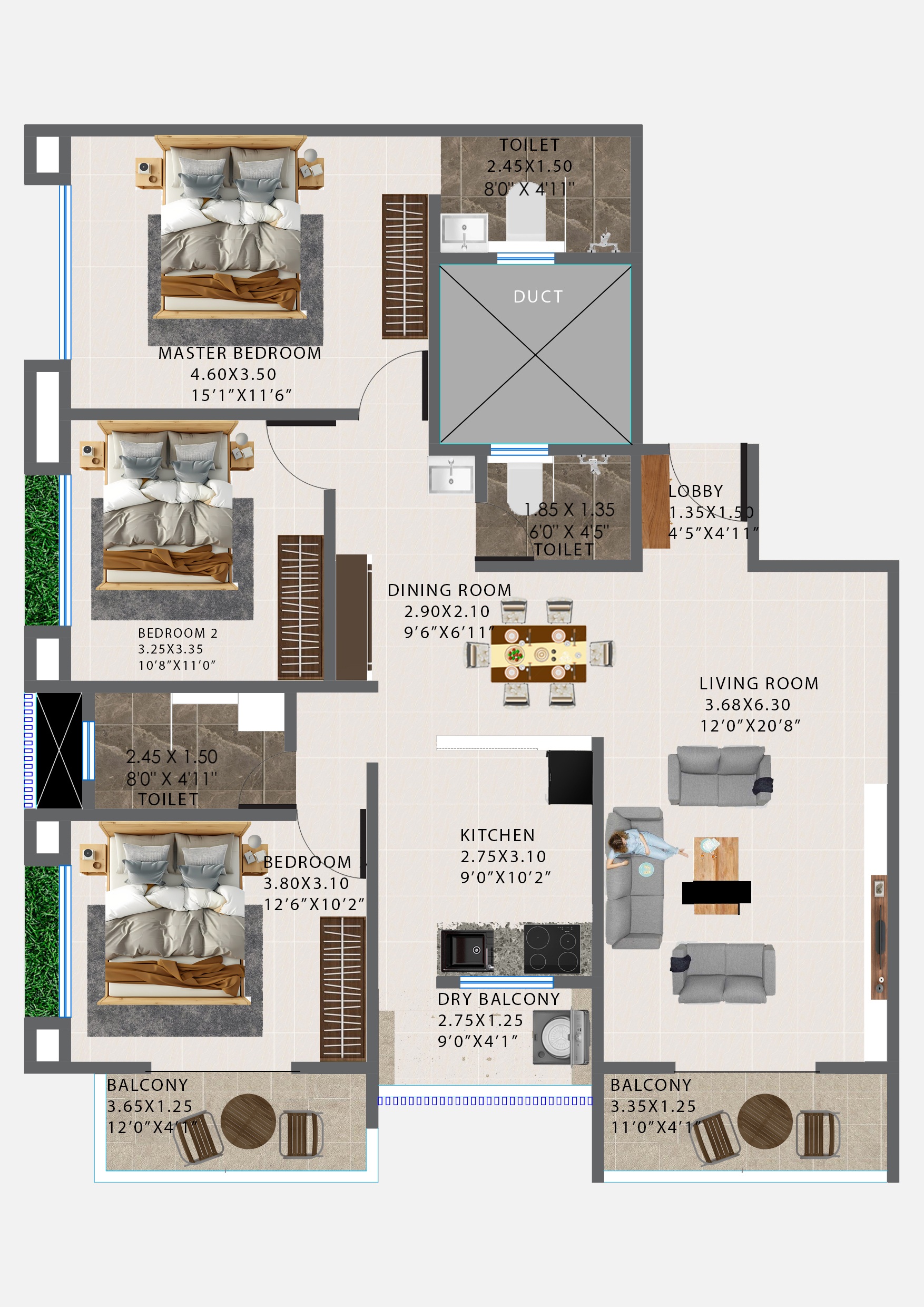 2BHK Floor Plan